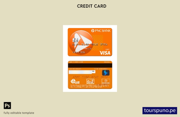 lista para imprimir plantilla de tarjeta de débito Visa del banco PNC de EE. UU.